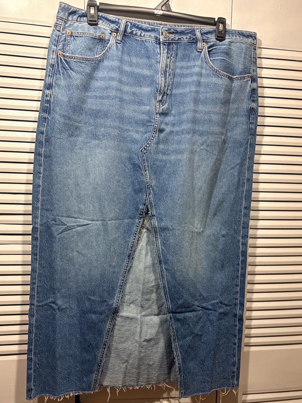 American Eagle Blue Denim Skirt with Front Slit